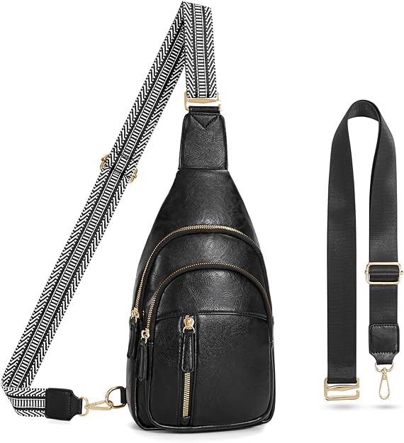 SUOSDEY Sling Crossbody Bag for Women, Small Leather Backpack Trendy Chest Bag for Travel With Adjustable Shoulder Strap